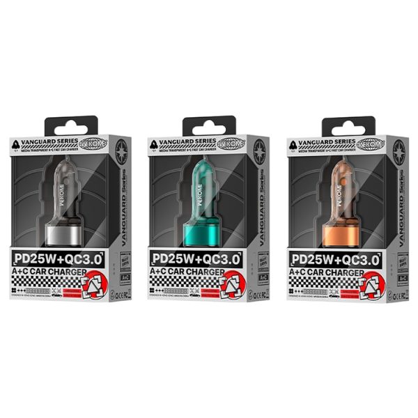 WK WP-C45 Vanguard Series Mecha transparante USB+Type-C snelle autolader, WP-C45 (Orange), WP-C45 (Green), WP-C45 (Grey)