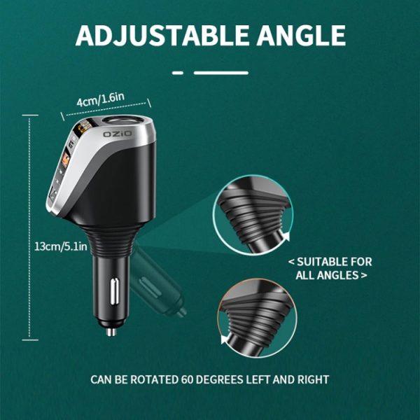 DY48TC 188W USB-C / Type-C + USB dubbele poort multifunctionele autolader met sigarettenaansteker