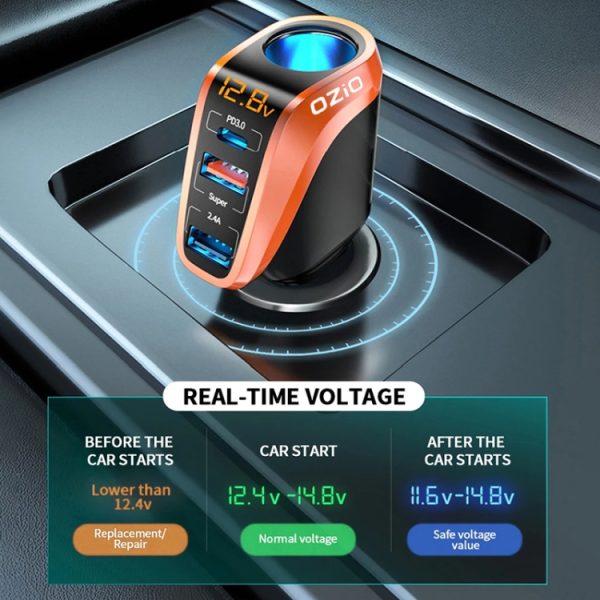 DY48TC 188W USB-C / Type-C + USB dubbele poort multifunctionele autolader met sigarettenaansteker