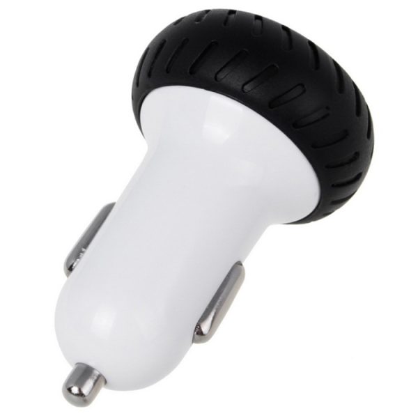 Mini Wheels Design 5V 1.0A + 2.1A dubbele USB universele snelle autolader voor telefoons / tablets (wit + zwart)