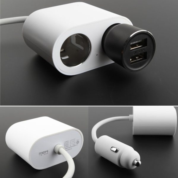 Originele Xiaomi Youpin ROIDMI 2 in 1 120W 10A sigarettenaansteker in de auto + dubbele USB-poort snellader autolader