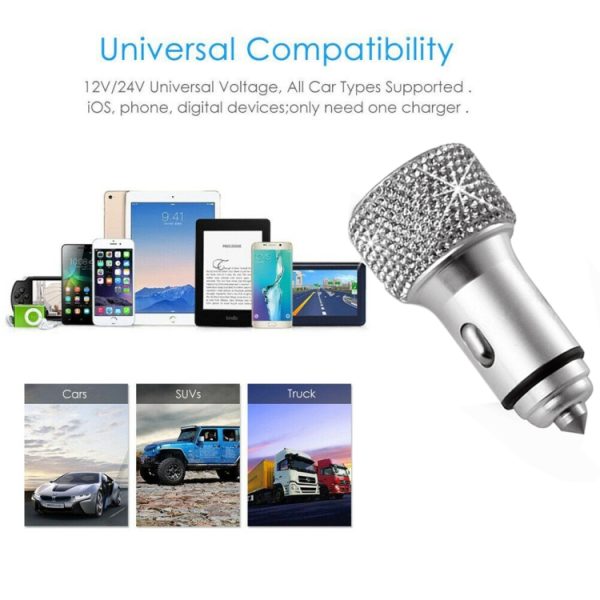 Auto Diamond aluminium QC3.0 dubbele USB-snellader, QC3.0