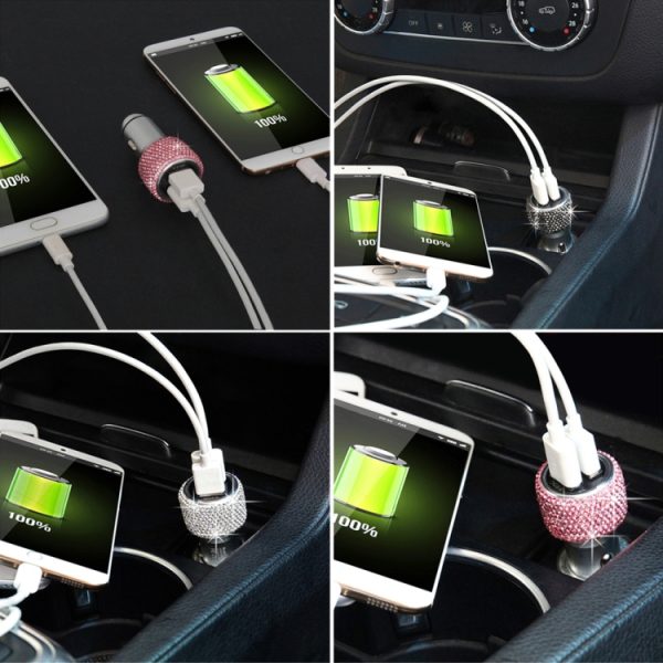 Auto Diamond aluminium QC3.0 dubbele USB-snellader, QC3.0