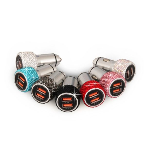 Auto Diamond aluminium QC3.0 dubbele USB-snellader, QC3.0