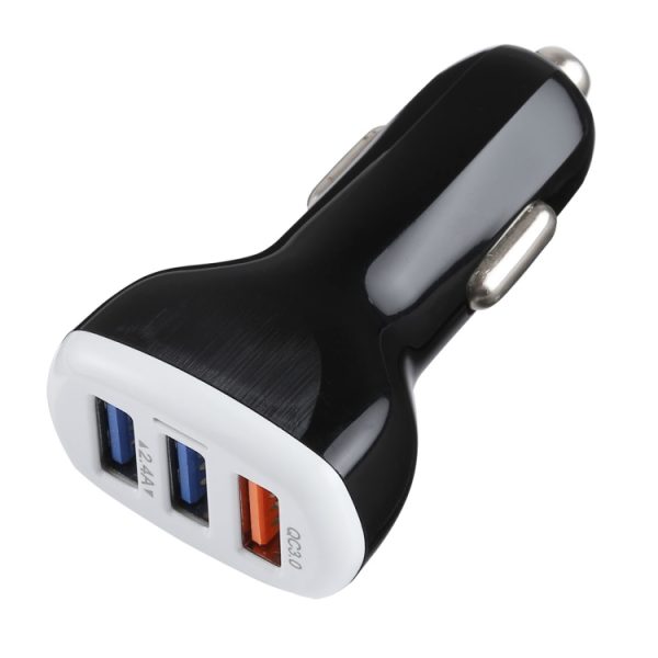 LZ-429 QC3.0 2.4A Drie USB-poorten Slimme snelle autolader, LZ-429 Black, LZ-429 White