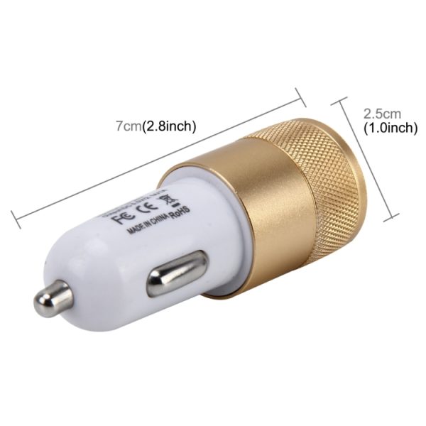 10 STKS Auto Auto 5V Dual USB 2.1A / 1A sigarettenaanstekeradapter voor de meeste telefoons (goud)