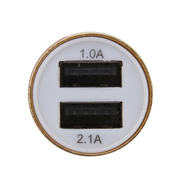 10 STKS Auto Auto 5V Dual USB 2.1A / 1A sigarettenaanstekeradapter voor de meeste telefoons (goud)