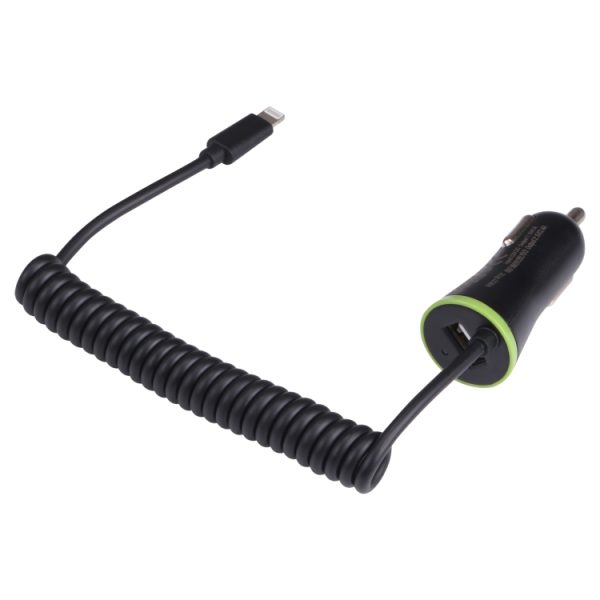 17W 3.4A Mini USB-autolader met 8-pins veerkabel