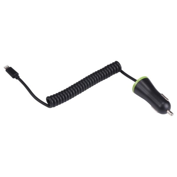 17W 3.4A Mini USB-autolader met 8-pins veerkabel