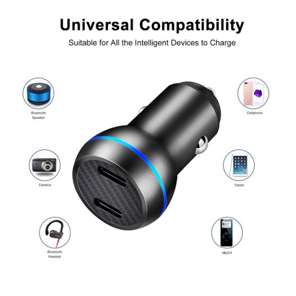 ACC-580 PD 40W dubbele type-C / USB-C-poorten snelladende autolader, ACC-580