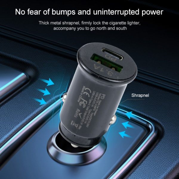 TE-339PD 3.1A PD USB-C / Type-C + USB-interface Mini snellaadautolader