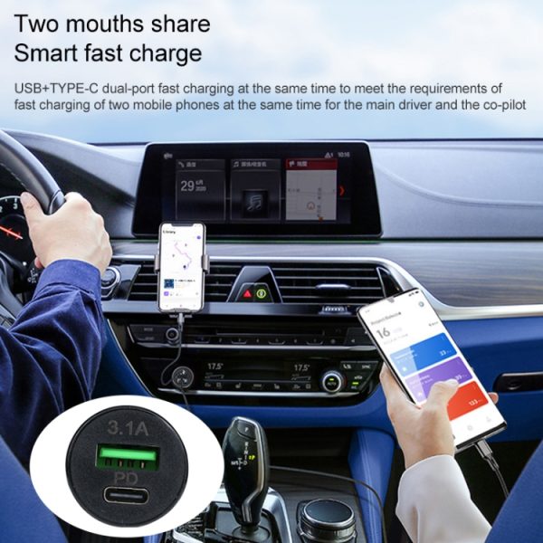 TE-339PD 3.1A PD USB-C / Type-C + USB-interface Mini snellaadautolader