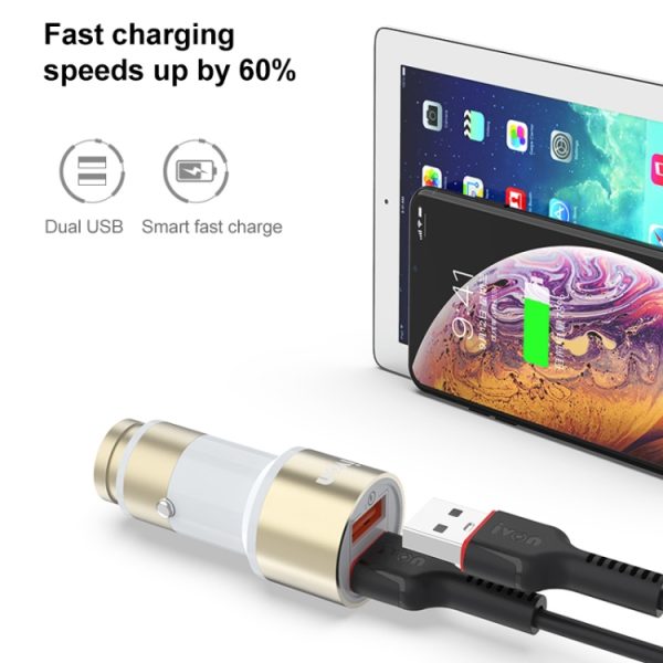 Ivon CC33 36W 6A Dual QC 3.0 USB Full Metal Auto Charger