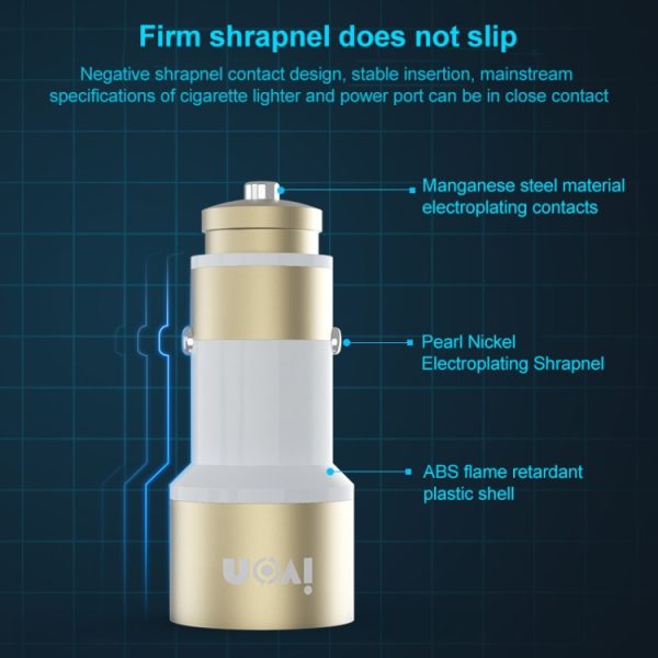 Ivon CC33 36W 6A Dual QC 3.0 USB Full Metal Auto Charger
