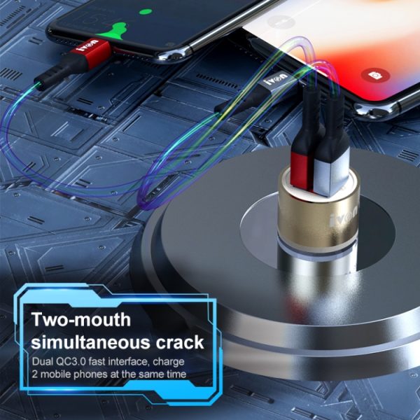 Ivon CC33 36W 6A Dual QC 3.0 USB Full Metal Auto Charger