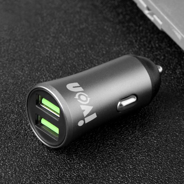 IVON CC26 5V 2.1A mini-autolader met dubbele USB-poort, CC26 Black, CC26 Grey