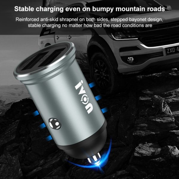 Ivon CC37 15W 3.1A Dual USB Mini Car Charger + 1m USB tot 8 PIN Snelle laadgegevens kabel set