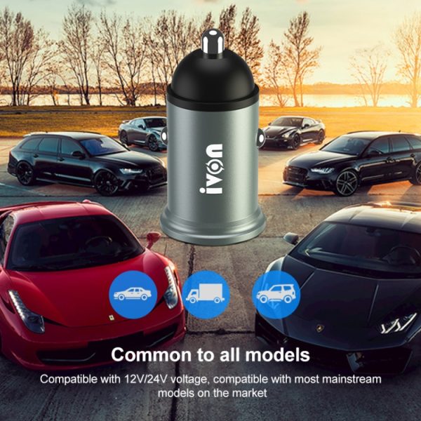 Ivon CC37 15W 3.1A Dual USB Mini Car Charger + 1m USB tot 8 PIN Snelle laadgegevens kabel set