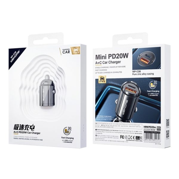 WK WP-C38 Mini PD20W USB + Type-C Autolader