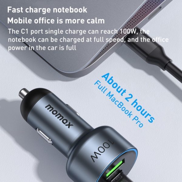 MOMAX UC17E 100 W USB-C / Type-C x 2 + USB-autolader met drie poorten