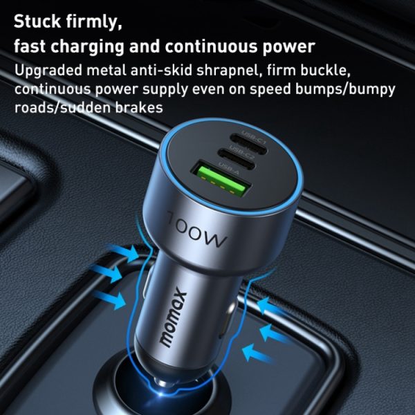 MOMAX UC17E 100 W USB-C / Type-C x 2 + USB-autolader met drie poorten