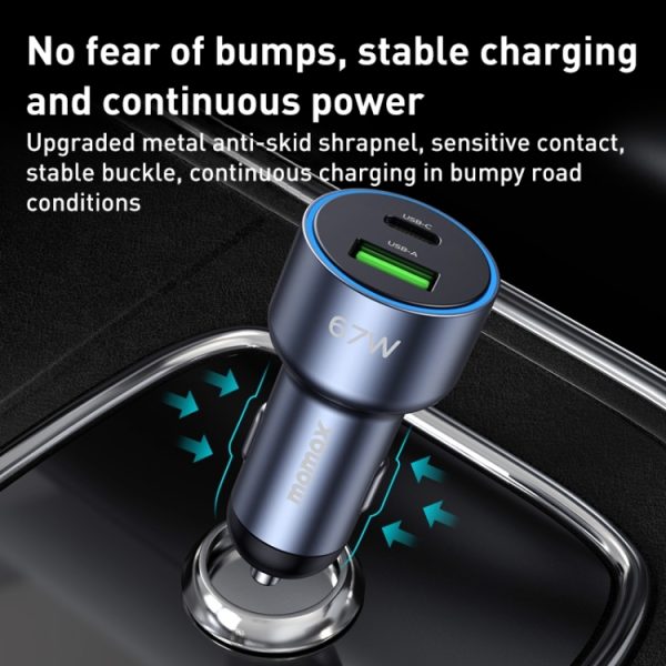 MOMAX UC16E 67W USB-C / Type-C + USB-autolader met twee poorten