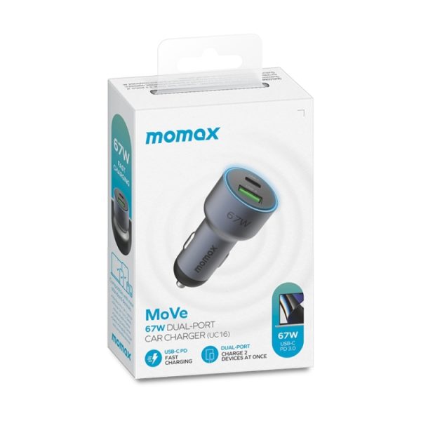 MOMAX UC16E 67W USB-C / Type-C + USB-autolader met twee poorten