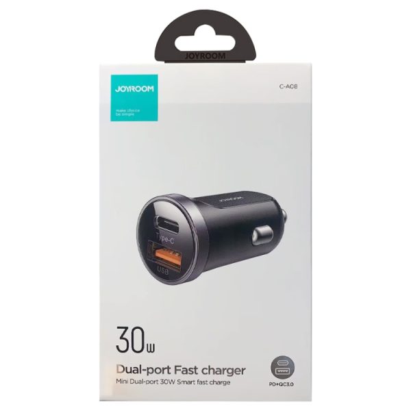 JOYROOM C-A08 30W Mini PD+QC3.0 slimme autolader met twee poorten, C-A08