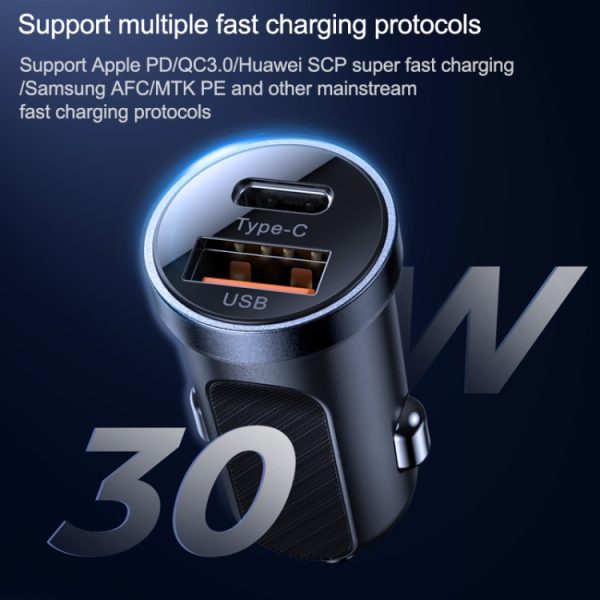 JOYROOM C-A08 30W Mini PD+QC3.0 slimme autolader met twee poorten, C-A08