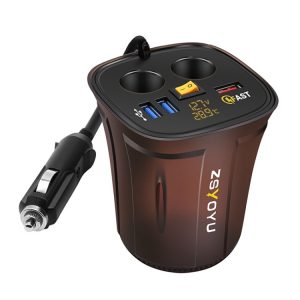 Universele auto QO3.0 driepoorts USB-oplader stopcontactadapter met LED digitale voltmeter en thermometer