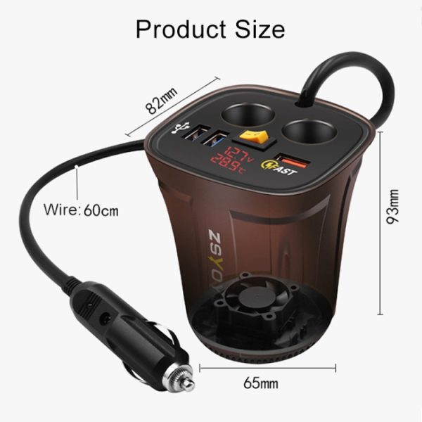 Universele auto QO3.0 driepoorts USB-oplader stopcontactadapter met LED digitale voltmeter en thermometer