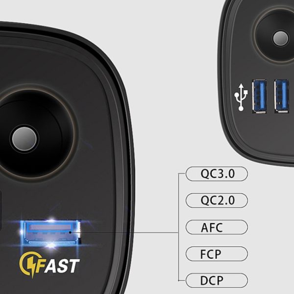 Universele auto QO3.0 driepoorts USB-oplader stopcontactadapter met LED digitale voltmeter en thermometer