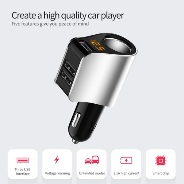 Auto Multifunctionele drie USB-opladeradapter 3 in 1 snelle oplader