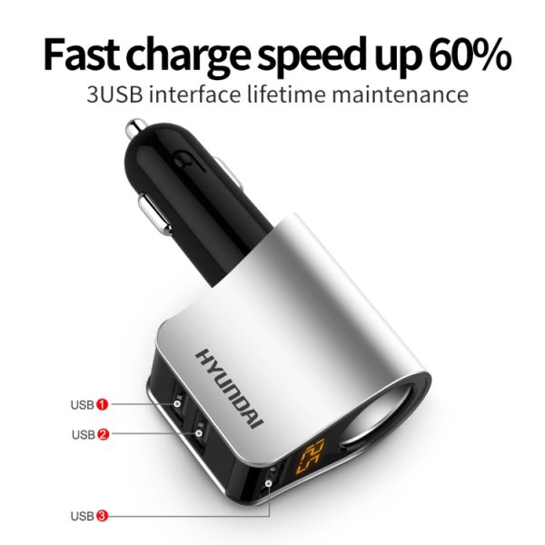 Auto Multifunctionele drie USB-opladeradapter 3 in 1 snelle oplader