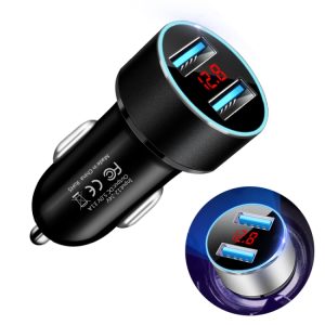 JMG-C016A 5V 3.1A dubbele USB-autolader met LED-display, JMG-C016A (Black), JMG-C016A (Gold), JMG-C016A (Blue), JMG-C016A (Red), JMG-C016A (Silver)