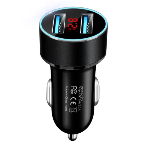 JMG-C016A 5V 3.1A dubbele USB-autolader met LED-display, JMG-C016A (Black), JMG-C016A (Gold), JMG-C016A (Blue), JMG-C016A (Red), JMG-C016A (Silver)