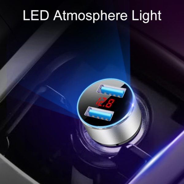 JMG-C016A 5V 3.1A dubbele USB-autolader met LED-display, JMG-C016A (Black), JMG-C016A (Gold), JMG-C016A (Blue), JMG-C016A (Red), JMG-C016A (Silver)