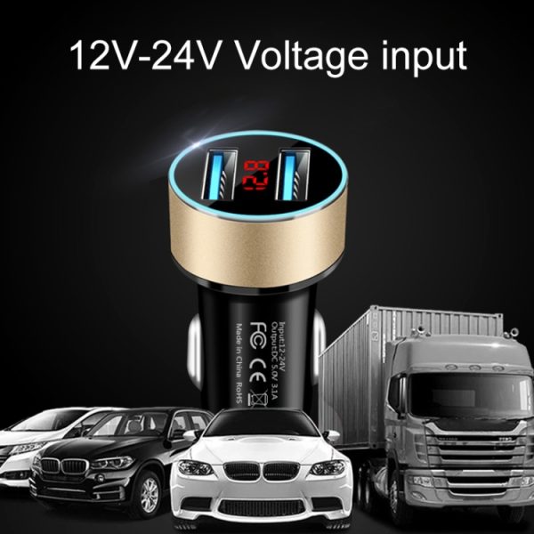 JMG-C016A 5V 3.1A dubbele USB-autolader met LED-display, JMG-C016A (Black), JMG-C016A (Gold), JMG-C016A (Blue), JMG-C016A (Red), JMG-C016A (Silver)