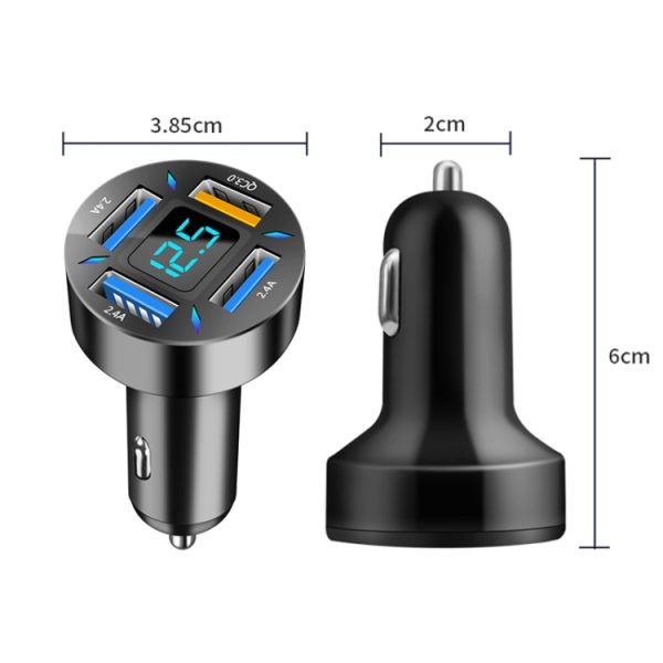 2 stuks 4 in 1 USB QC3.0 digitale display auto snellader