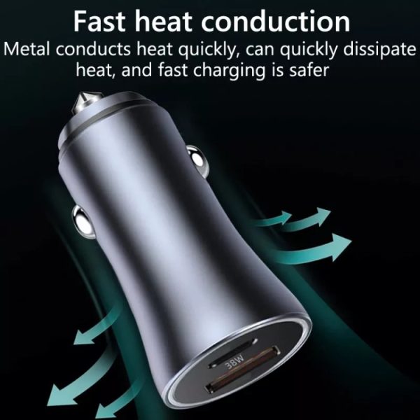PD 20W aluminium autosnellader met dubbele interface