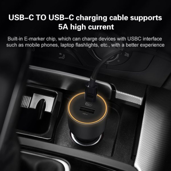 Original Xiaomi CC07ZM 100W Dual-poorten USB + USBC / Type C Car Charger Fast Charging Version 1A1c