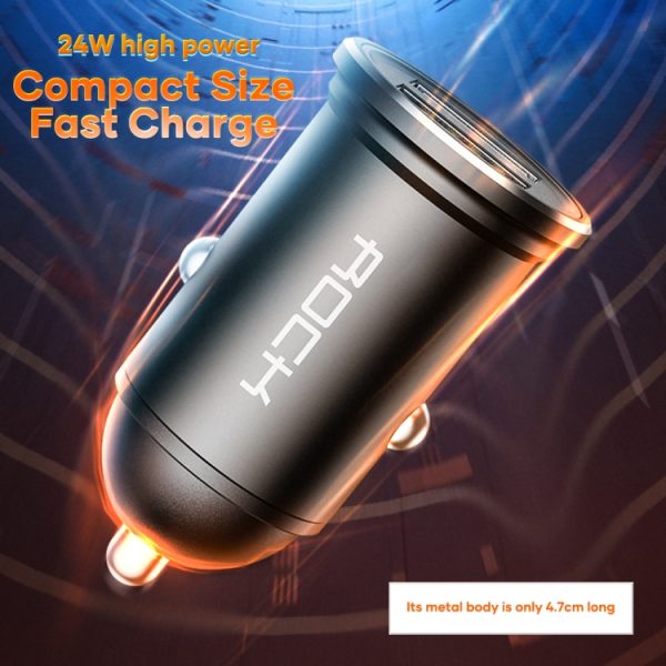 ROCK H11 4.8A 24W mini dubbele USB-autolader, H11