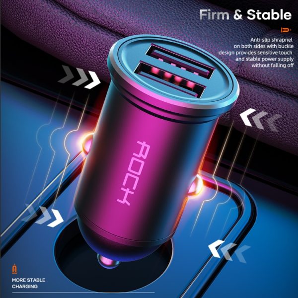 ROCK H11 4.8A 24W mini dubbele USB-autolader, H11