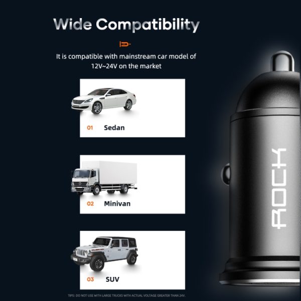 ROCK H11 4.8A 24W mini dubbele USB-autolader, H11