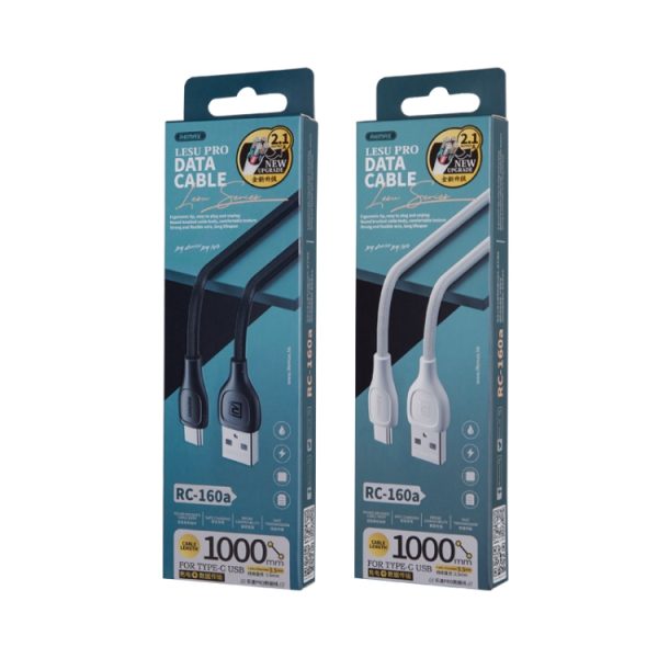 Remax 2.1A Lesu Pro Series laaddatakabel, lengte: 1m, Type-C, 8 Pin, Micro USB
