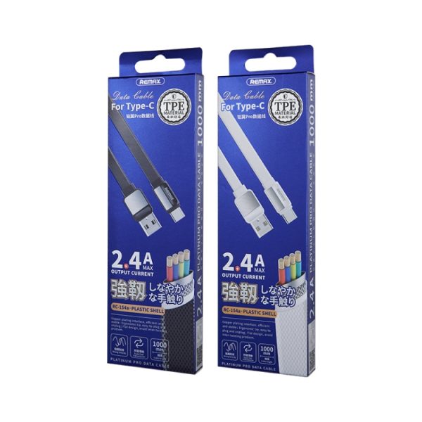 Remax 2.4A Platinum Pro oplaadkabel, lengte: 1m, Type-C, 8 Pin, Micro USB