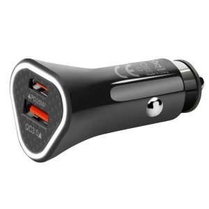 YSY-313PD20W QC3.0 USB + PD 20W USB-C / Type-C driehoek dubbele poorten snel opladen autolader, Car Charger