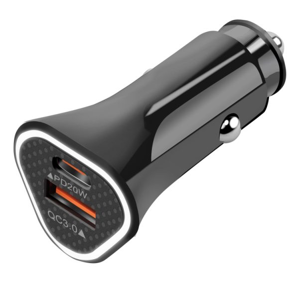 YSY-313PD20W QC3.0 USB + PD 20W USB-C / Type-C driehoek dubbele poorten snel opladen autolader, Car Charger