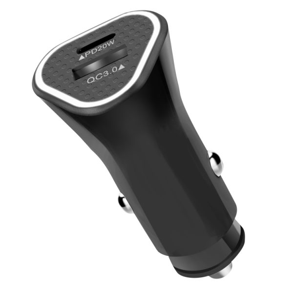YSY-313PD20W QC3.0 USB + PD 20W USB-C / Type-C driehoek dubbele poorten snel opladen autolader, Car Charger