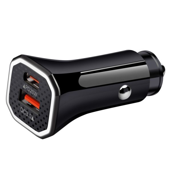YSY-316PD20W QC3.0 USB + PD 20W USB-C / Type-C polygoon dubbele poorten snelladende autolader, Car Charger